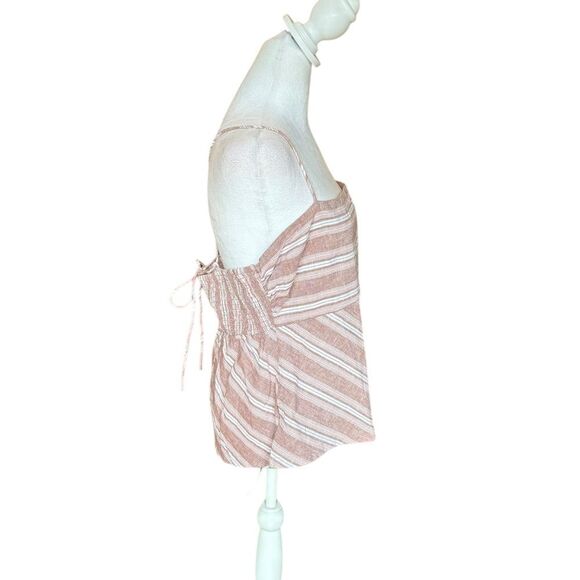 American Eagle Striped Pink Sleeveless Top Linen Cotton Blend Womens Large - Picture 7 of 13